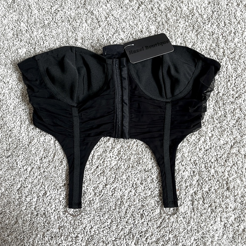 Black Strapless Corset Top